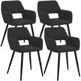 IDMarket Set Di 4 Sedie Da Pranzo E Poltrone Da Tavolo Holy In Velluto Nero