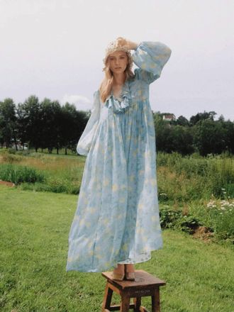 byTiMo Cupro Relaxed Dress In Anemone Field