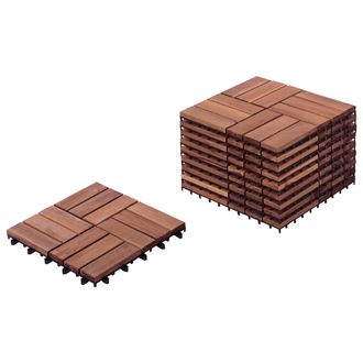 Beliani Suelo De Exterior De Madera De Acacia Certificada Base De Pl&aacute;stico Resistente A Todo Tipo De Clima Jard&iacute;n Patio Balc&oacute;n Accesorios Marr&oacute;n Acerenza