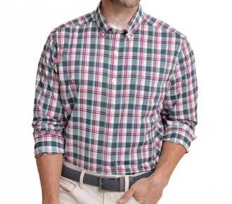Southern Tide Breakwater Plaid Brrr Intercoastal Sport Shirt In Dress Blue