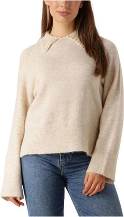 Y.A.S Yasneris LS Knit Pullover - Dames - Ronde hals truien - Beige - XL - Truien & Vesten