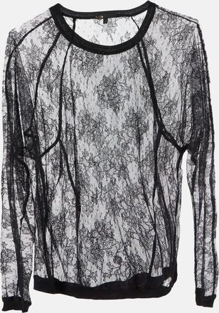 Maje Black Floral Lace Full Sleeve Top