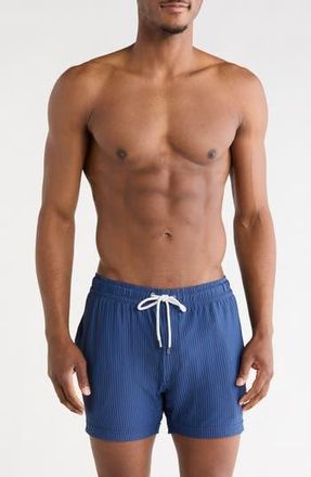 Vintage Summer Swimwear Seersucker 4-Way Stretch Shortie Swim Trunks in Navy at Nordstrom Rack, Size Xx-Large