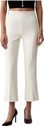 Elisabetta Franchi Geknipte broek - Dames - Vrijetijds broeken - Beige - L - Polyester - Broeken