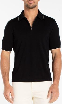 Liverpool L.A. Tipped Zip Polo in Black at Nordstrom, Size X-Large