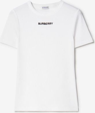Burberry Ribbed Stretch Cotton T-shirt, Size: XS
