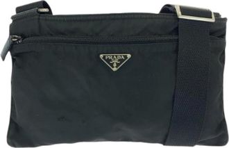 Prada Pre-owned Cross Body Bags, female, Black, Size: ONE SIZE Pre-owned Tessuto Nylon Shoulder Bag