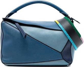 Loewe 2014-2025 medium Puzzle driekleurige kalfsleren tas - Blauw