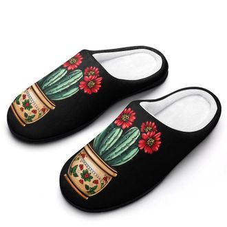 Generic Cactus Plant Womens Slippers Warm House Slippers Indoor House Shoes with Anti-Skid Rubber Sole