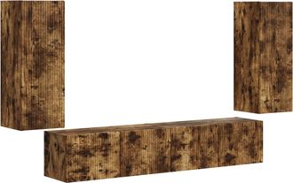 vidaXL Conjunto De Mueble Para Tv De Pared 4 Uds. Roble Ahumado Vidaxl