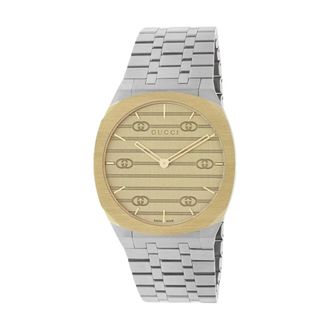 Gucci Elegante tweekleurige Zwitsers horloge - Heren - Horloges - Grijs - ONE Size - Accessoires