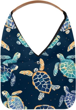 Generic Turtles Pattern Reusable Lightweight Grocery Bags - Foldable Into Compact Pouch, Washable & Sturdy, Multipurpose for Shopping and Travel