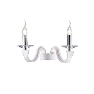 Netlighting Nardini Wall Lamp 2 Light E14 Polished ChromeWhite Faux LeatherCrystal in White