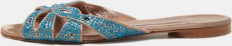 Gina Pink/blue Crystal Embellished Satin Flat Slides