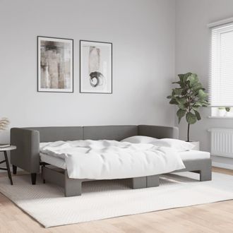 vidaXL Sof&aacute; Cama Nido Tela Gris Oscuro 90x190 Cm Vidaxl