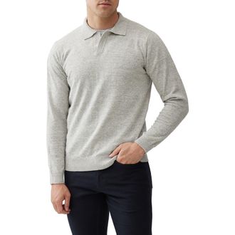 Rodd & Gunn Fortrose Johnny Collar Sweater in Stone Marle at Nordstrom, Size Large