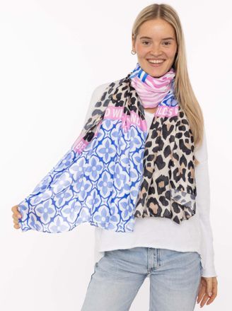 Zwillingsherz Schal ZWILLINGSHERZ Zitronen Mosaik, Damen, blau, Web, Obermaterial: 80% Polyester, 20% Viskose, Modet&uuml;cher Schal, farbenfrohes Muster mit Zitronen, S