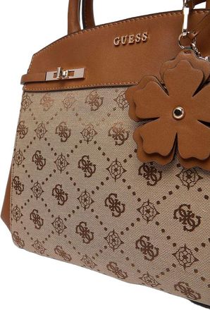 Guess Womens Satchel Bag Latte Logo Polyester - Satchel-Bags