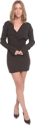Bottega Veneta Brown Knitted V Neck Mini Dress