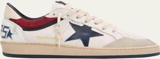 Golden Goose Mens Ballstar Leather and Suede Low-Top Sneakers