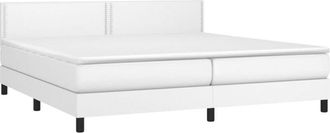 vidaXL Vidaxl - Cama Box Spring Colch&oacute;n Y Led Cuero Sint&eacute;tico Blanco 200x200 Cm