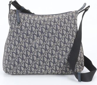 Dior Navy Leather Canvas Messenger Bag Shoulder Bag (Pre-Owned)