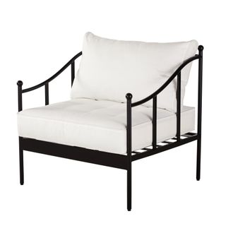 Maisons du monde Sill&oacute;n de jard&iacute;n de acero negro y cojines color blanco roto