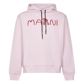 Marni Hoodies, male, Pink, Size: L Logo-Printed Hoodie