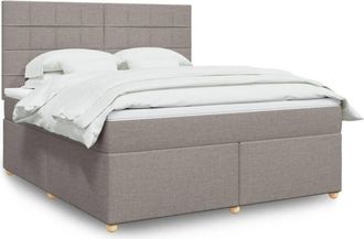 vidaXL Vidaxl - Cama Box Spring Con Colch&oacute;n Tela Gris Taupe 180x200 Cm