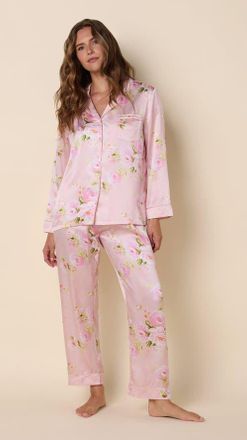 The Cats Pajamas Silk Pajama Set in Eden Rose - Pink at Nordstrom, Size X-Large