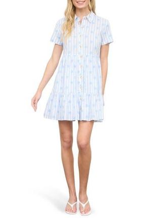 Blu Pepper Floral Stripe Short Sleeve Cotton Shirtdress in Blue at Nordstrom Rack, Size Medium