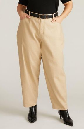 Universal Standard Lou High Waist Barrel Linen Blend Jeans in Danish Coffee at Nordstrom, Size Xs