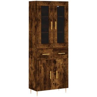 vidaXL Vidaxl - Aparador Alto Madera Contrachapada Roble Ahumado 69,5x34x180 Cm