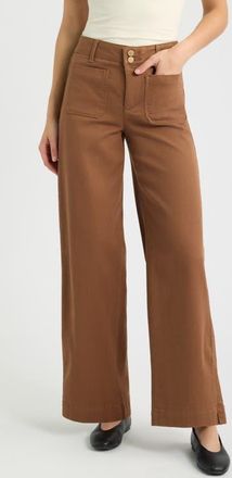 Wit & Wisdom Emma Patch Pocket High Waist Wide Leg Pants in Raw Umber at Nordstrom, Size 18