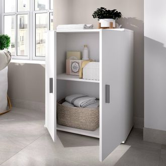 Dmora Armario Multiusos Serles, Mueble Zapatero Multiusos, Mueble Con 2 Puertas, 61x35h80 Cm, Blanco - Dmora
