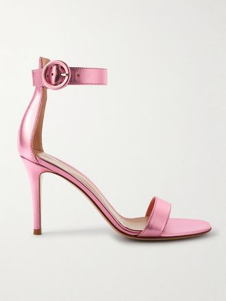 Gianvito Rossi Sandali In Pelle Metallizzata Portofino 85 - Rosa