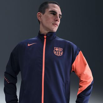 Nike FC Barcelona Strike Third Nike Mens Dri-FIT Total 90 Soccer Anthem Jacket in Blue | HM3334-410