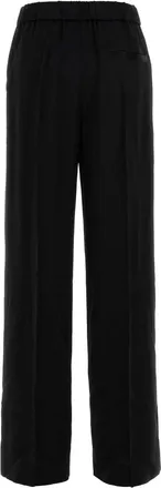 Jil Sander Womens Satin Wide-Leg Trousers Black Acetato Viscose