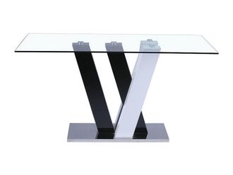 Vente-Unique 6-Seat Dining Table - MDF & Tempered Glass - Black & White - WINCH