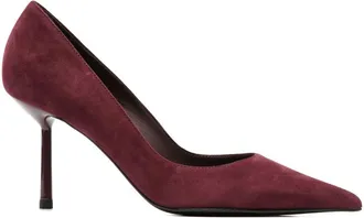 Le Silla Pointed-Toe Mid-Height Heel Pumps In Deep Burgundy