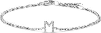 House of Brilliance 10K Gold Diamond Accent A-Z Initial Charm and Link Bracelet in White | M at Nordstrom