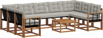 vidaXL Conjunto De Sof&aacute;s De Exterior 10 Uds. Gris Natural Y Claro Vidaxl