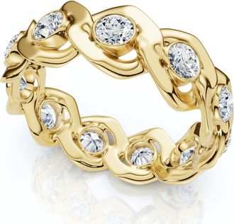 Pompeii3 Mens Grant Diamond Flat Cuban Ring 14k Gold Lab Grown