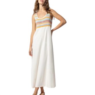 Lilla P Womens Crochet Insert Maxi Dress In White Multi