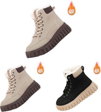 Generic Womens Fleece Lined Boots Womens Chunky Winter Boots Ladies Trekking Boot Backpacking Outdoor Shoes Thermal Camping Booties Waterproof Non-Slip Bootie