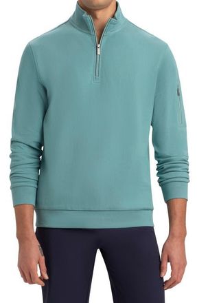 Bugatchi Cotton Blend Quarter Zip Pullover in Celadon at Nordstrom, Size Xx-Large