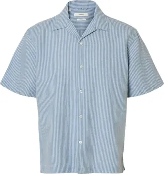 Selected Overhemden, Heren, Blauw, L, Overhemden met korte mouwen