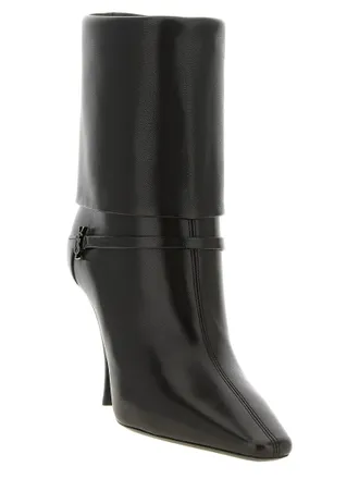 Saint Laurent Womens Brown Lamb Leather Ankle Boots