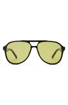 Le Specs Tragic Magic 56mm Aviator Sunglasses in Black /Olive Tint at Nordstrom