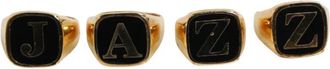 Dolce & Gabbana Goudkleurige Messing Jazz Letter Set - unisex - Ringen - Zwart - ONE Size - Accessoires